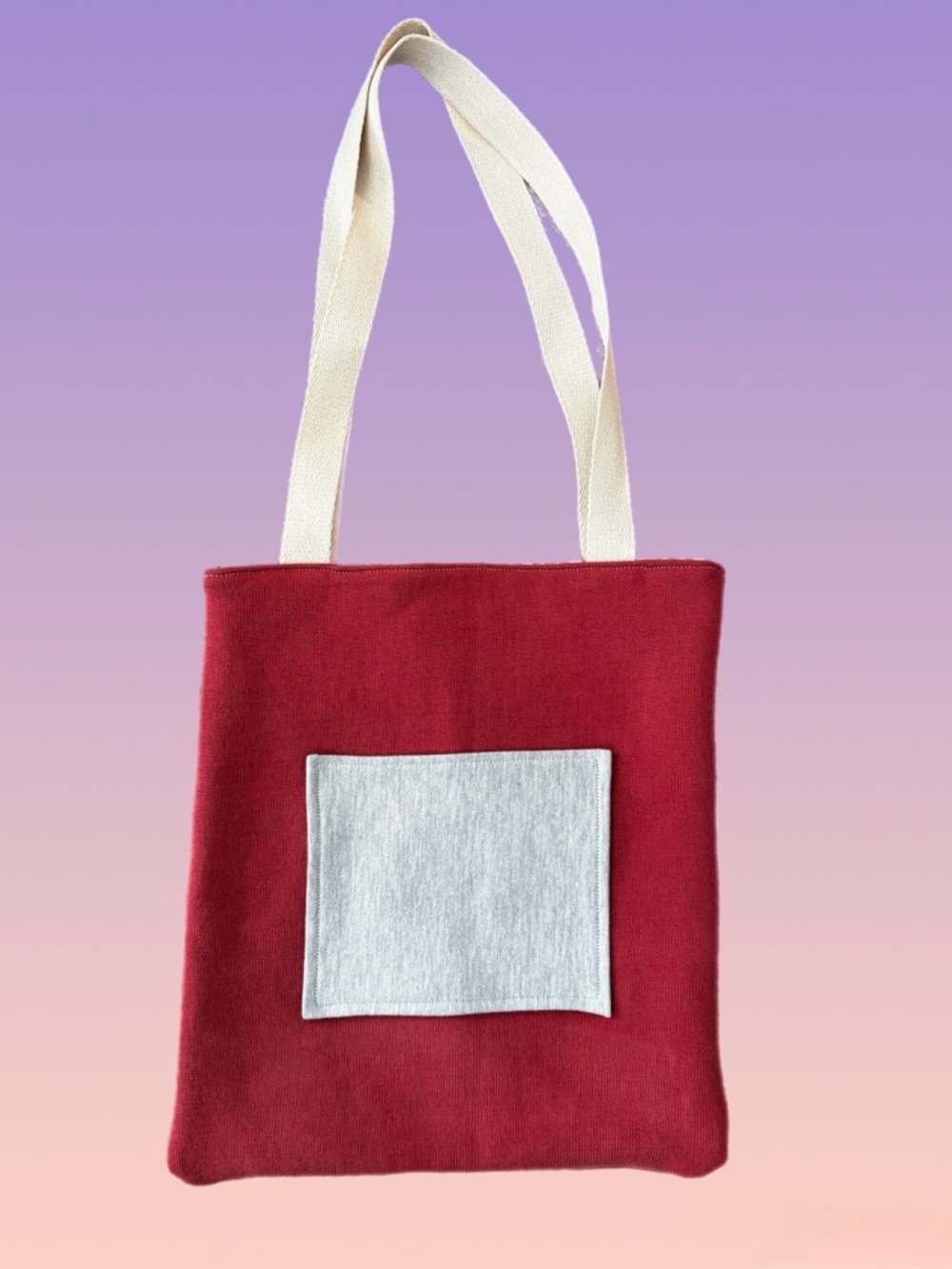 Handmade Upcycled Sweatshirt Tote Bag – Snap Closure